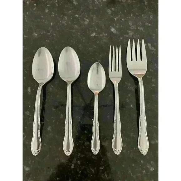 Simeon & George Oneida HOMESTEAD stainless serving‎ dinner fork Spoon Teaspoon - Picture 1 of 13